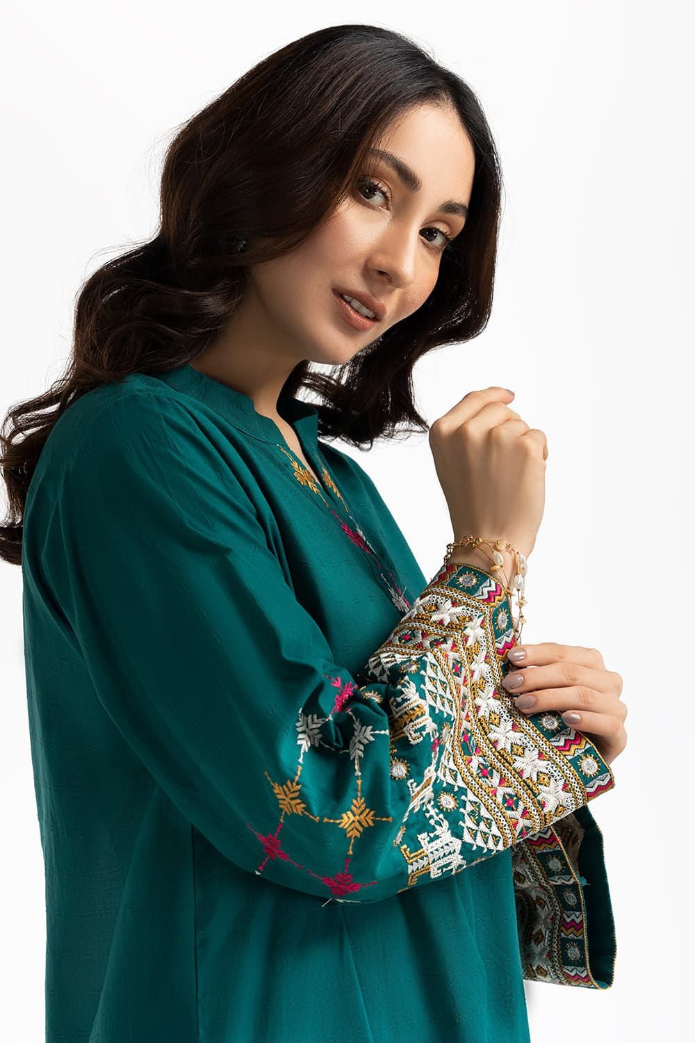 Chambray Embroidered Shirt KJ-43152