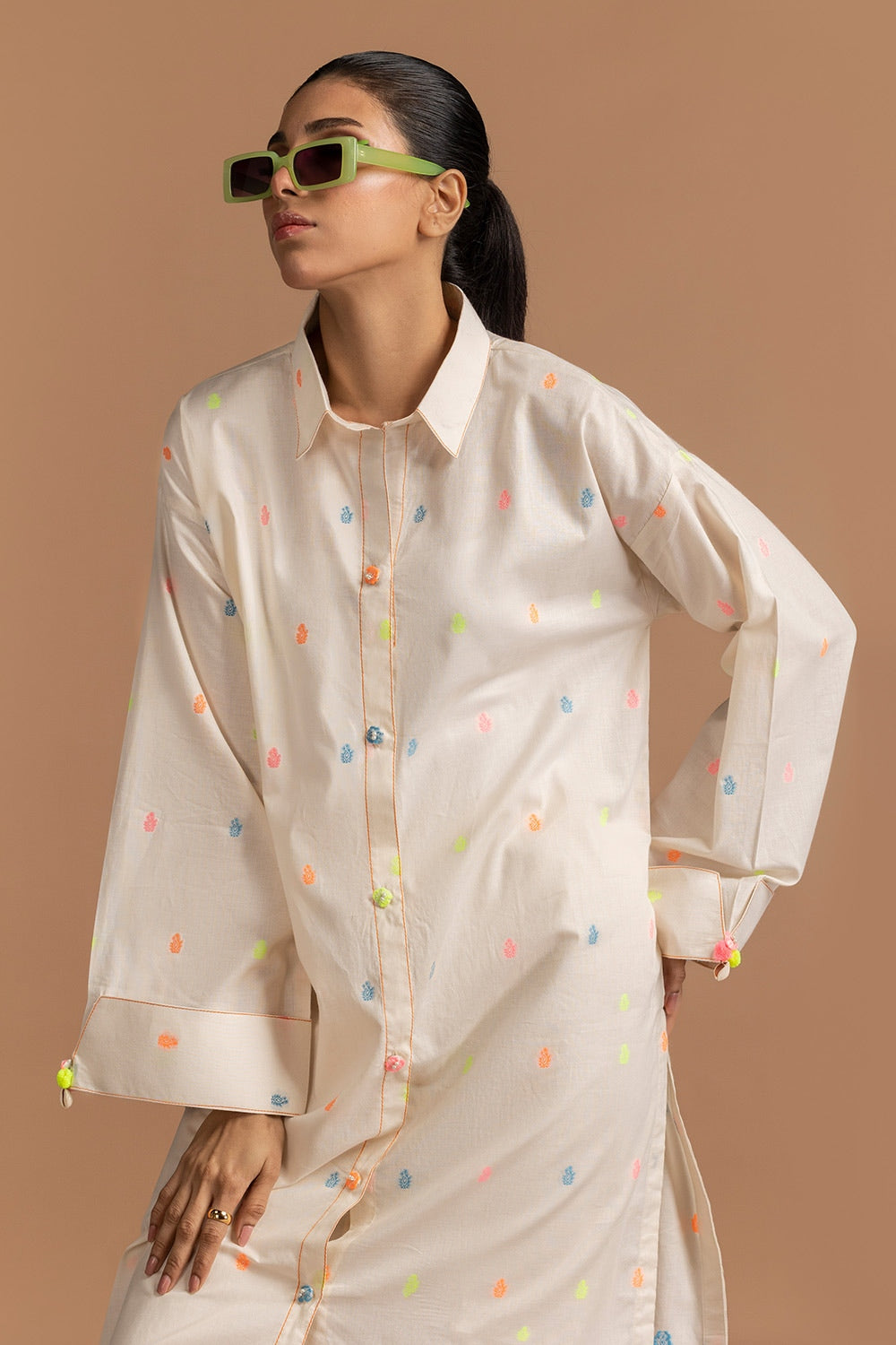 Jacquard Embellished Shirt KJ-43201-B