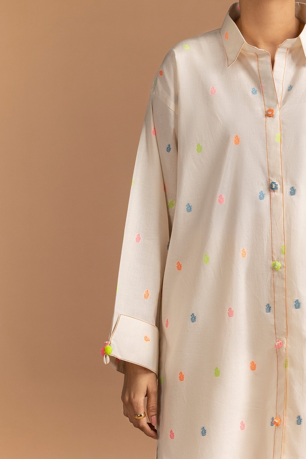 Jacquard Embellished Shirt KJ-43201-B