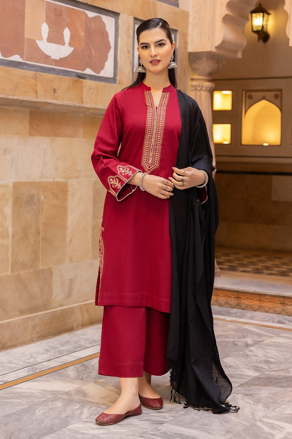 3 Piece Khaddar Embroidered  Suit KJP-42021