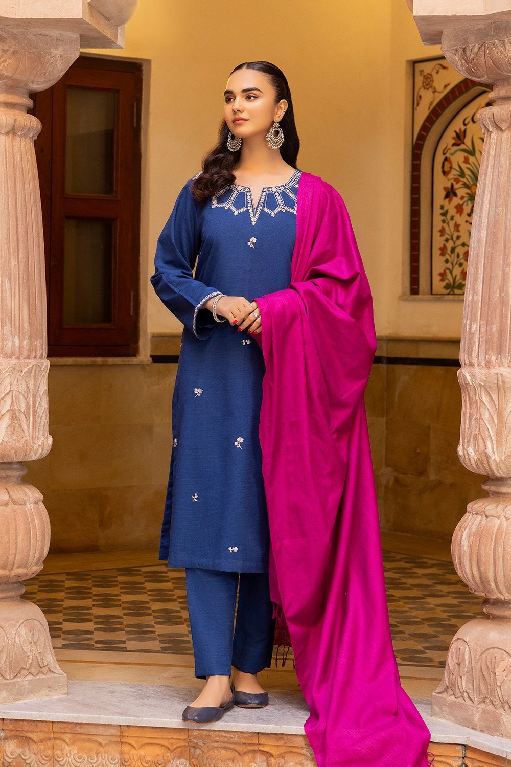 3 Piece Khaddar Embroidered  Suit KJP-42022
