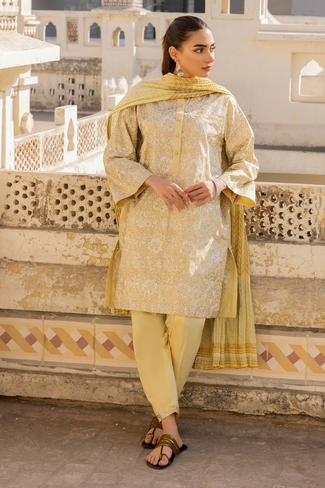 3 Piece Cambric Block Printed Suit KJP-43012