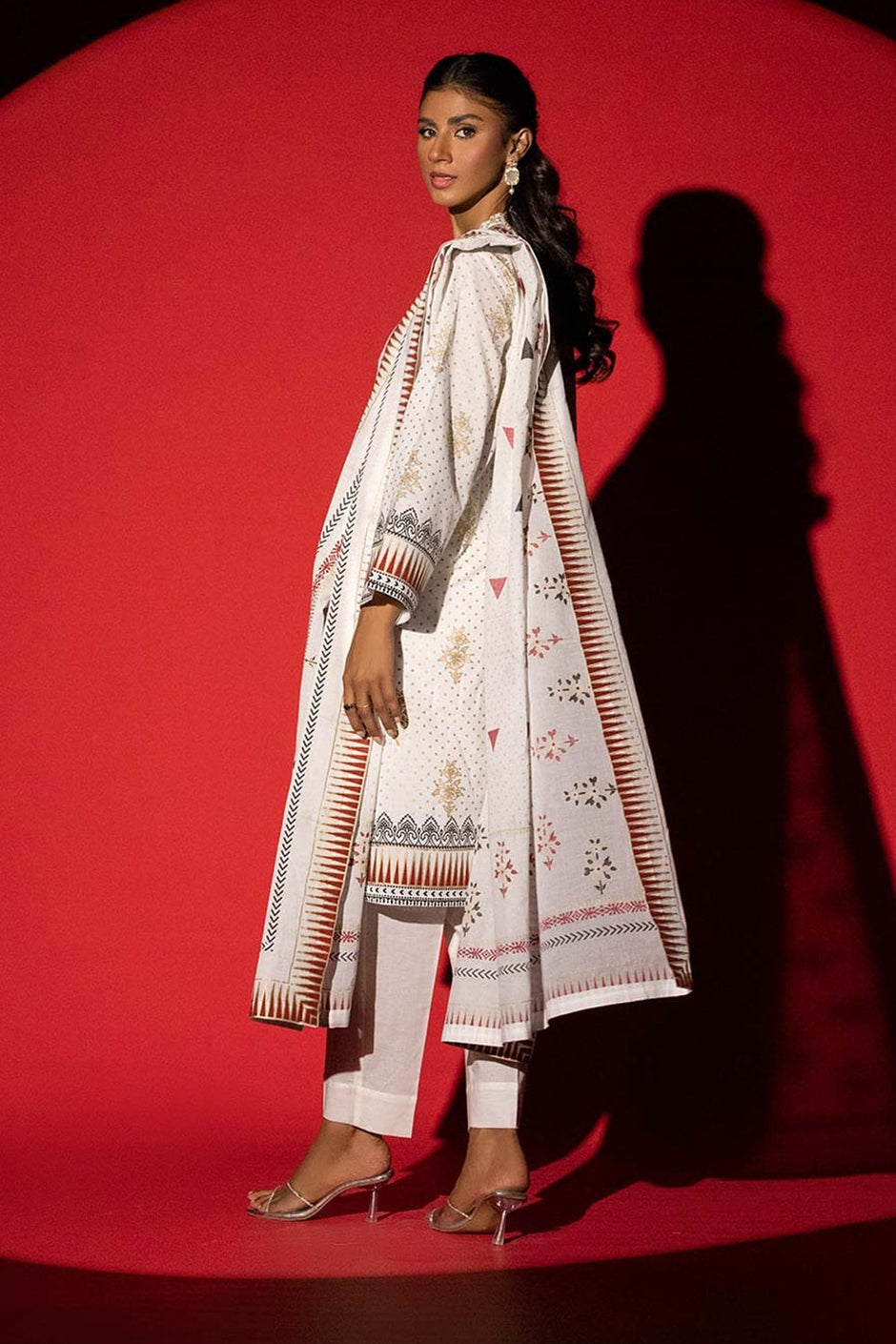3 Piece Cambric Block Printed Suit