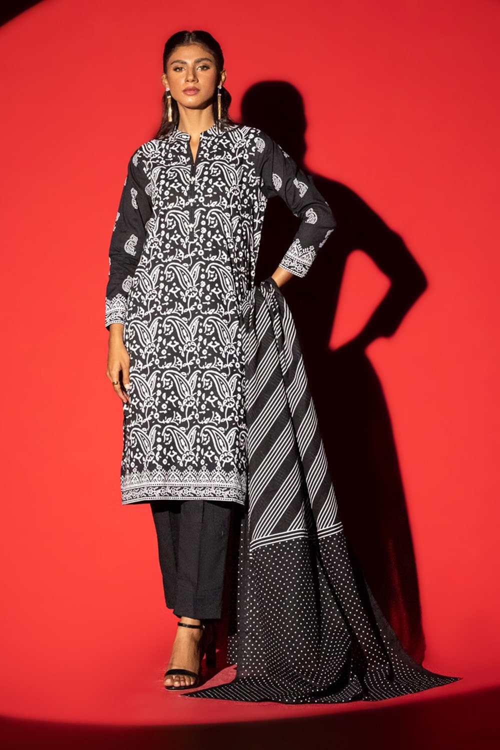 3 Piece Cambric Block Printed Suit KJP-43019