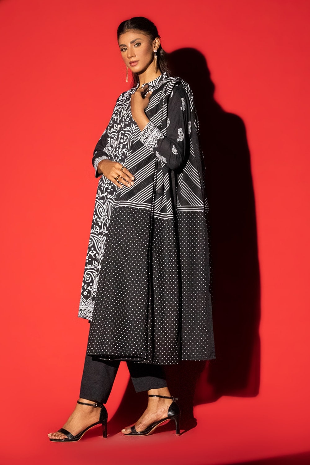 3 Piece Cambric Block Printed Suit KJP-43019
