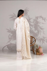 3 Piece Lurex Jacquard Embroidered Suit KJP-43060