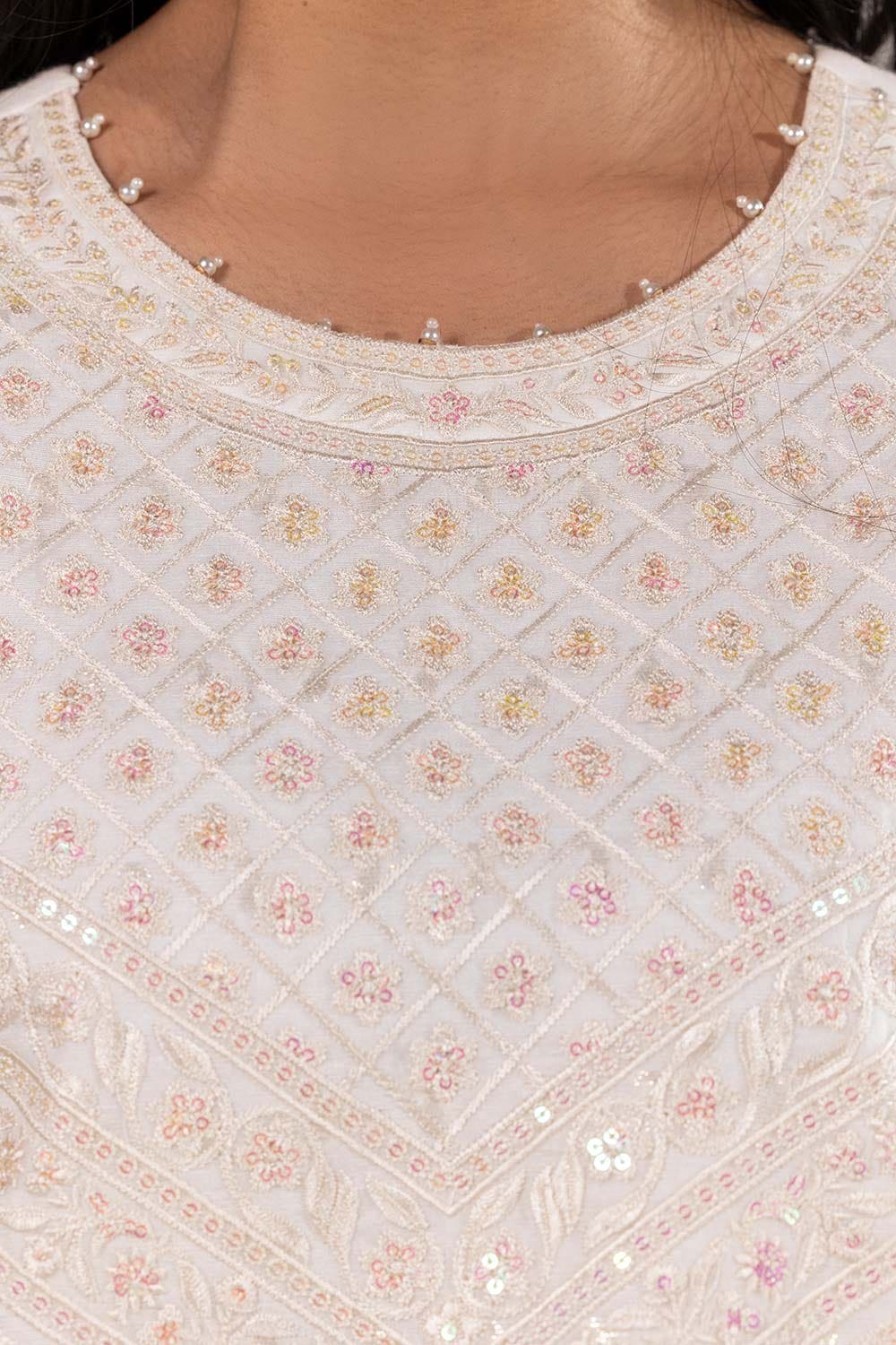 3 Piece Lurex Jacquard Embroidered Suit KJP-43060