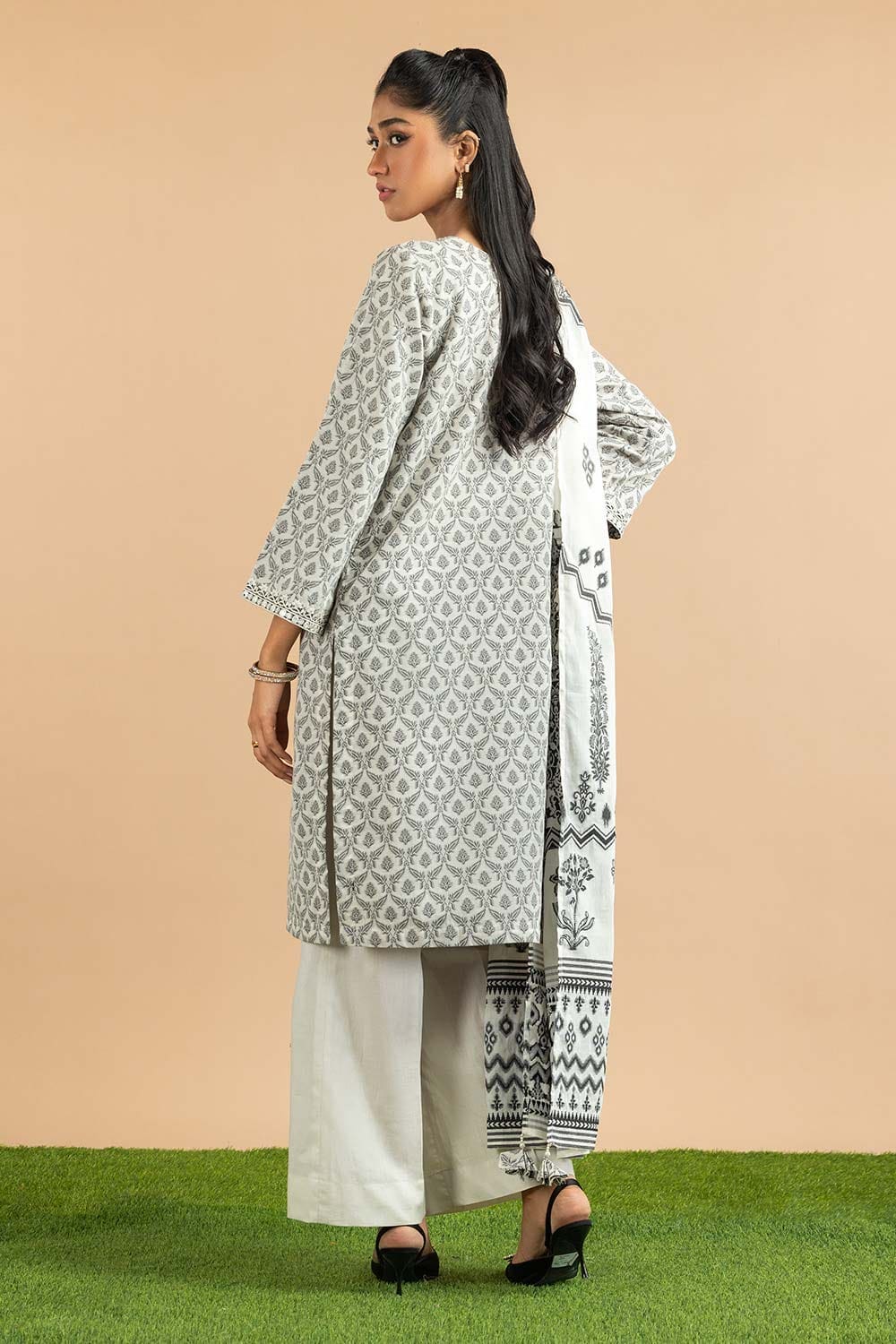 3 Piece Jacquard Embroidered Suit KJP-43214