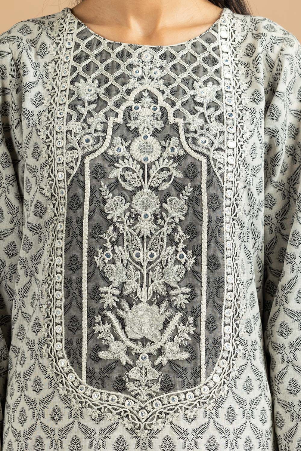 3 Piece Jacquard Embroidered Suit KJP-43214