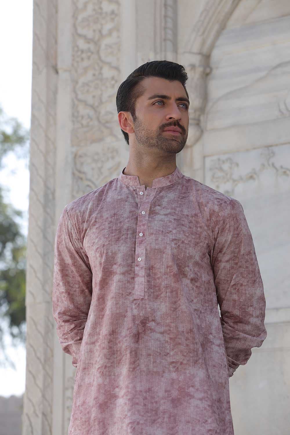 Burgundy Printed Kurta
