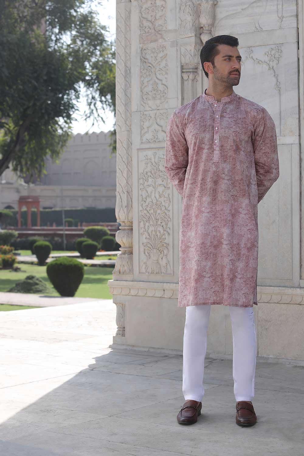Burgundy Printed Kurta