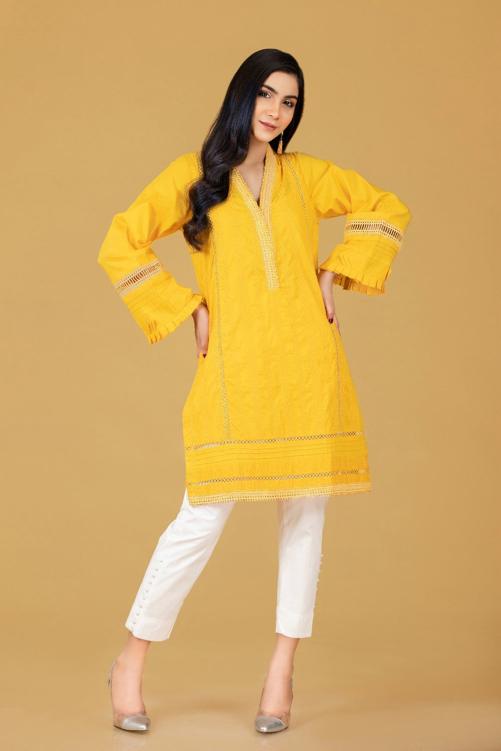 Cambric Dyed Emb Shirt