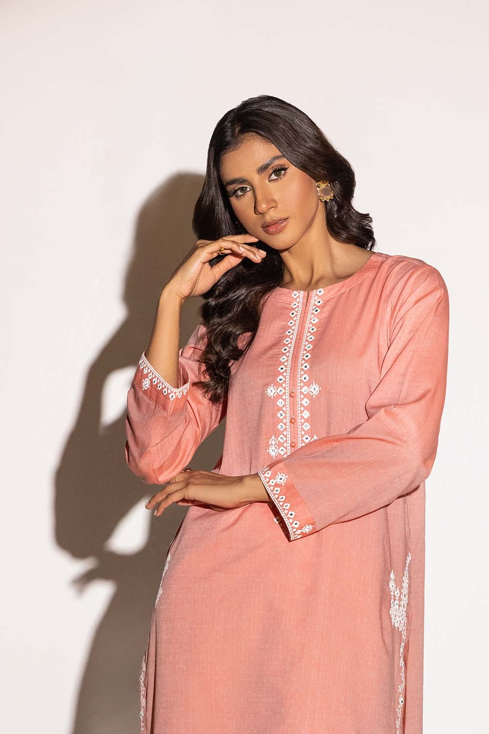 Dobby Embroidered Shirt And Dyed Trouser KST-43013