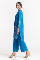 Chambray Block Printed Co-Ord Set KST-43018