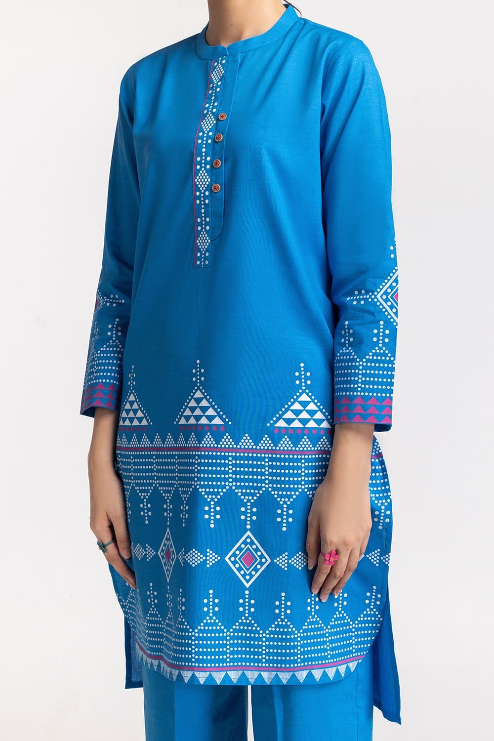 Chambray Block Printed Co-Ord Set KST-43018