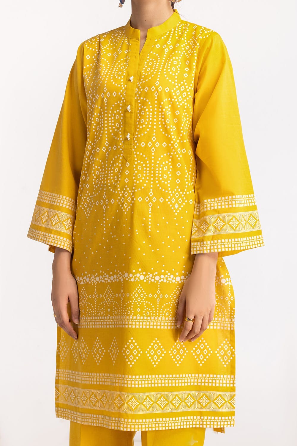 Chambray Block Printed Shirt And Dyed Trouser KST-43020