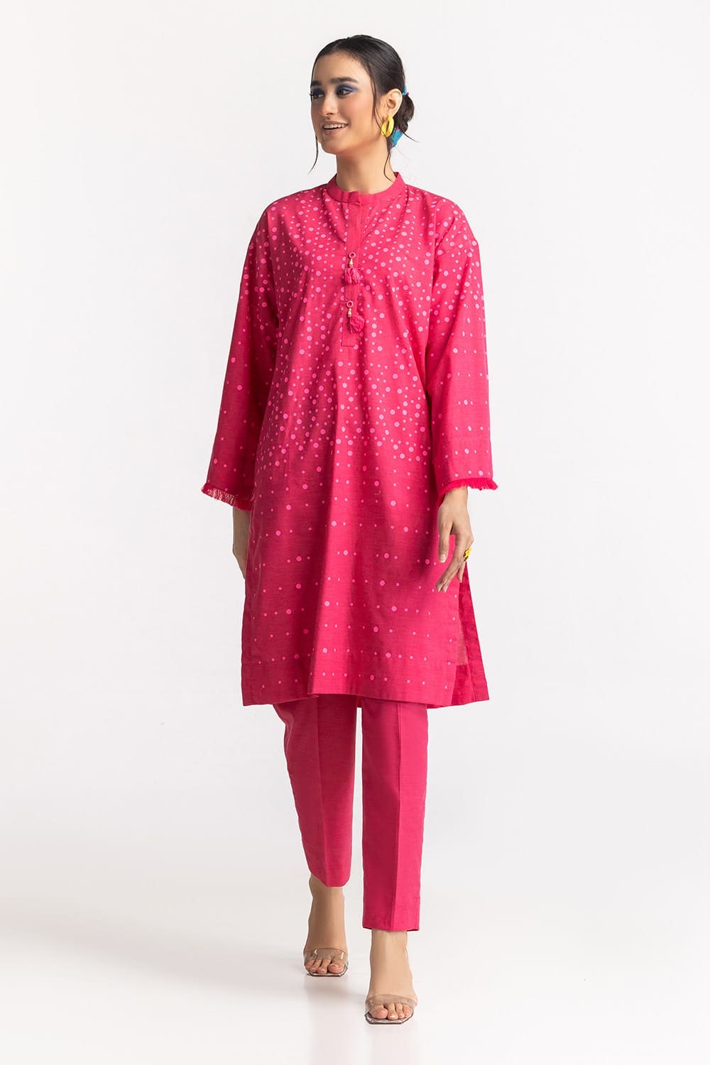 Chambray Block Printed Shirt And Dyed Trouser KST-43021