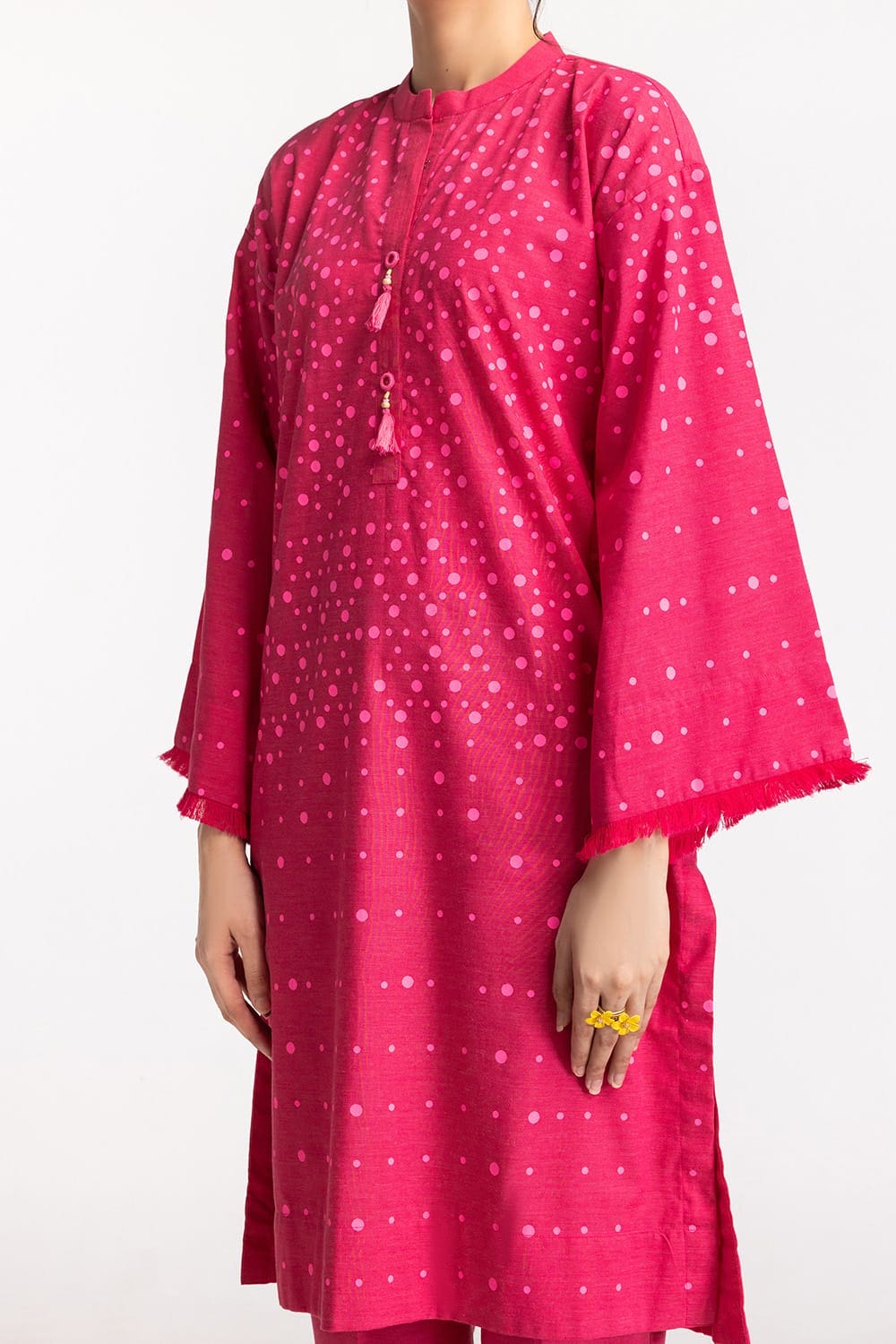 Chambray Block Printed Shirt And Dyed Trouser KST-43021