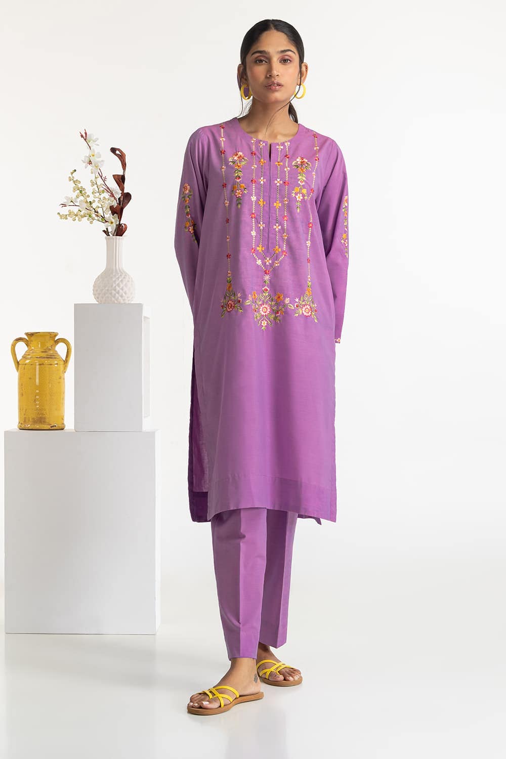 Paper Cotton Embroidered Co-Ord Set