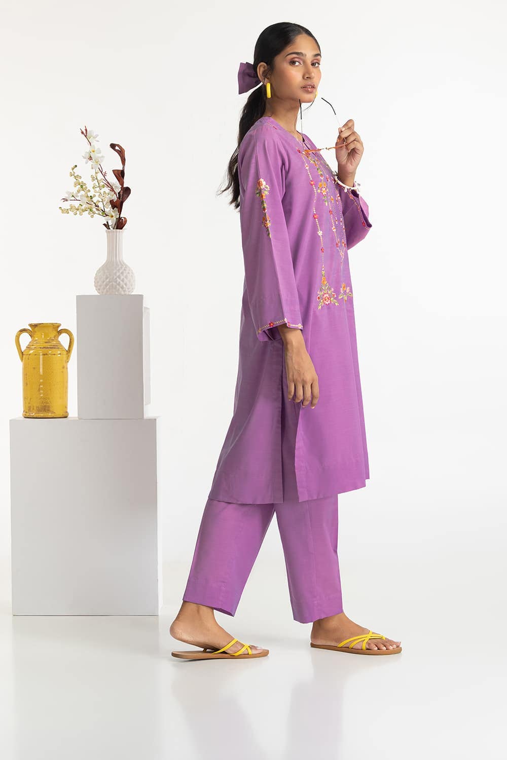 Paper Cotton Embroidered Co-Ord Set