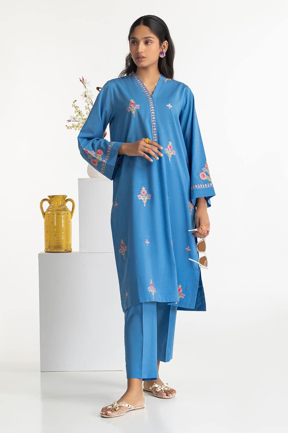 Paper Cotton Embroidered Co-Ord Set