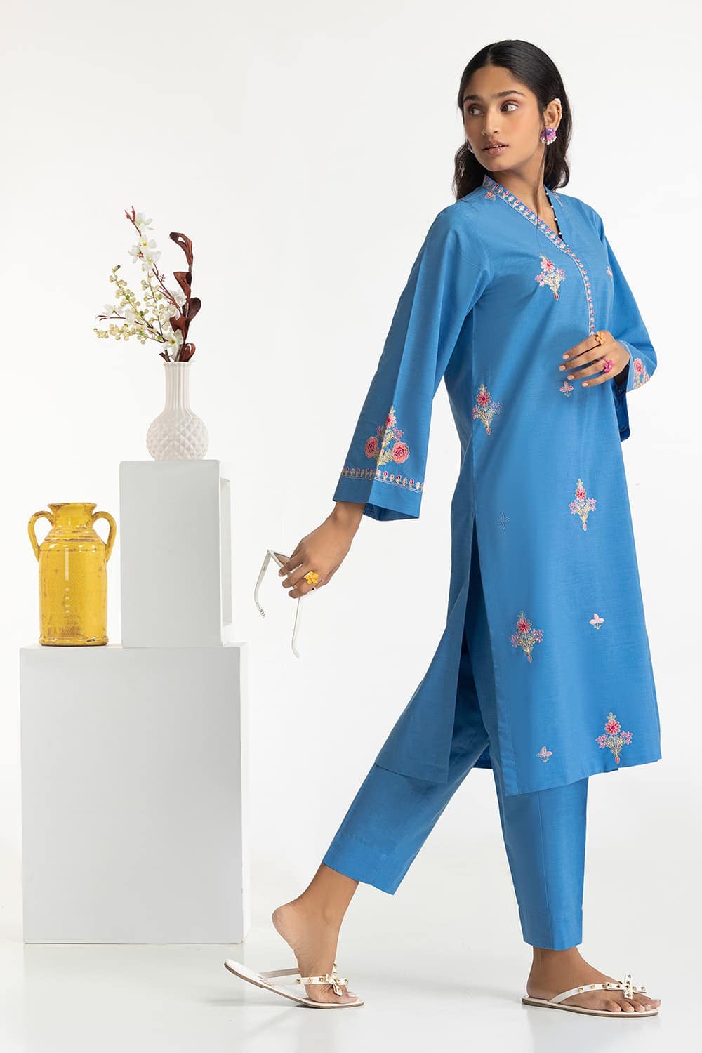 Paper Cotton Embroidered Co-Ord Set