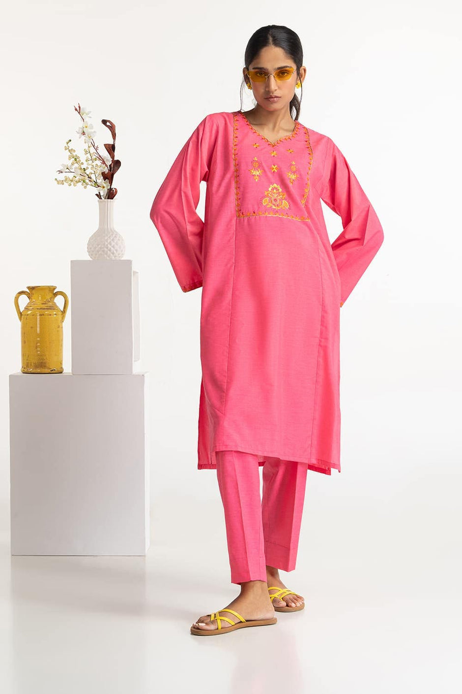 Paper Cotton Embroidered Co-Ord Set