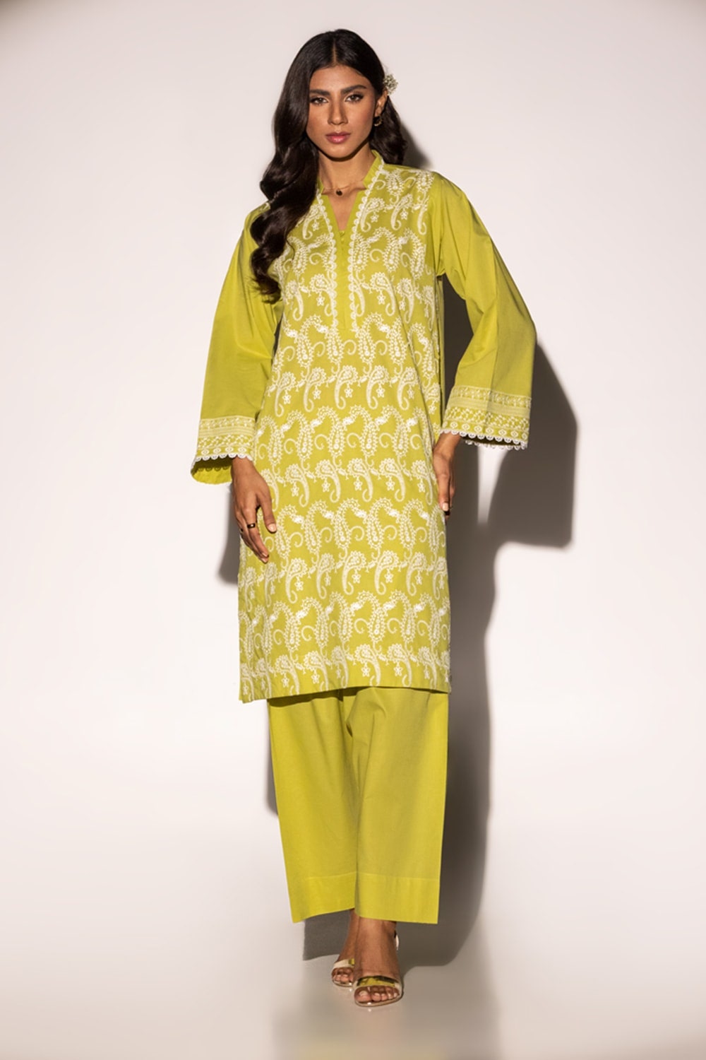 Cambric Embroidered Shirt And Dyed Trouser KST-43088