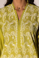 Cambric Embroidered Shirt And Dyed Trouser KST-43088