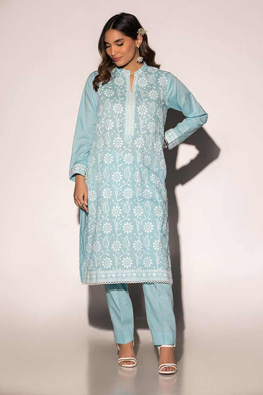 Cambric Embroidered Co-Ord Set KST-43089