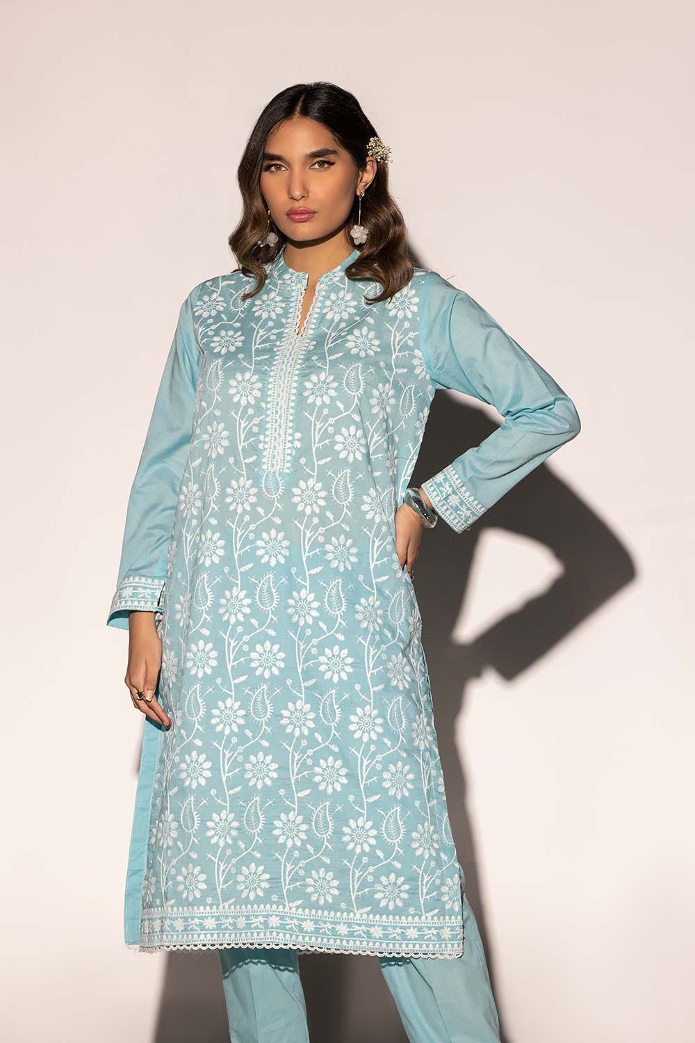 Cambric Embroidered Co-Ord Set KST-43089