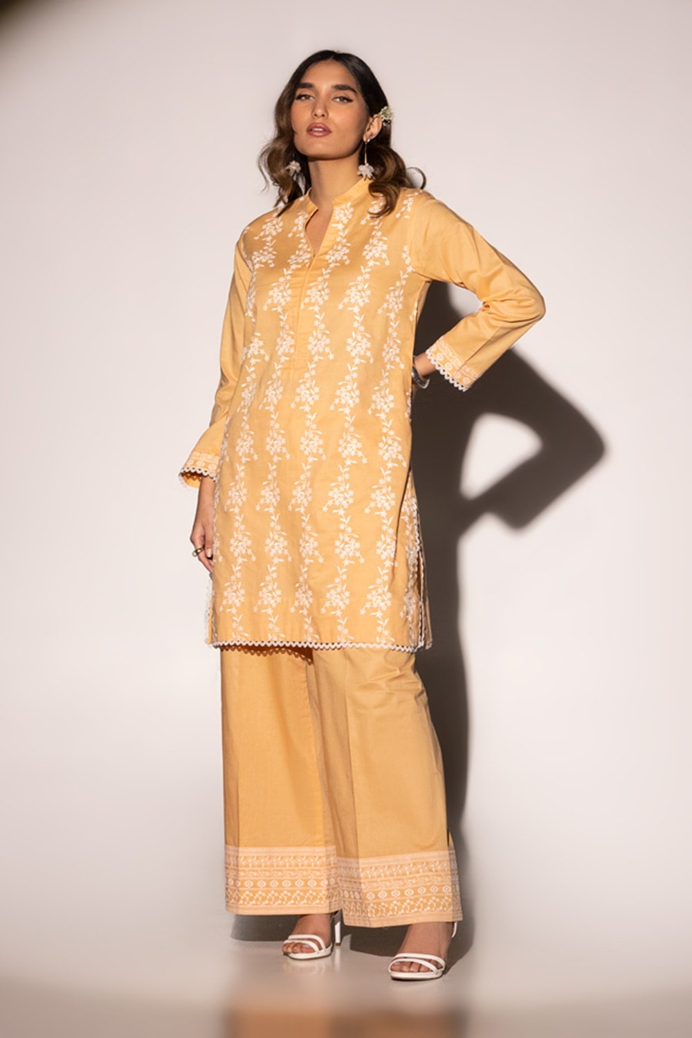 Cambric Embroidered Co-Ord Set KST-43090