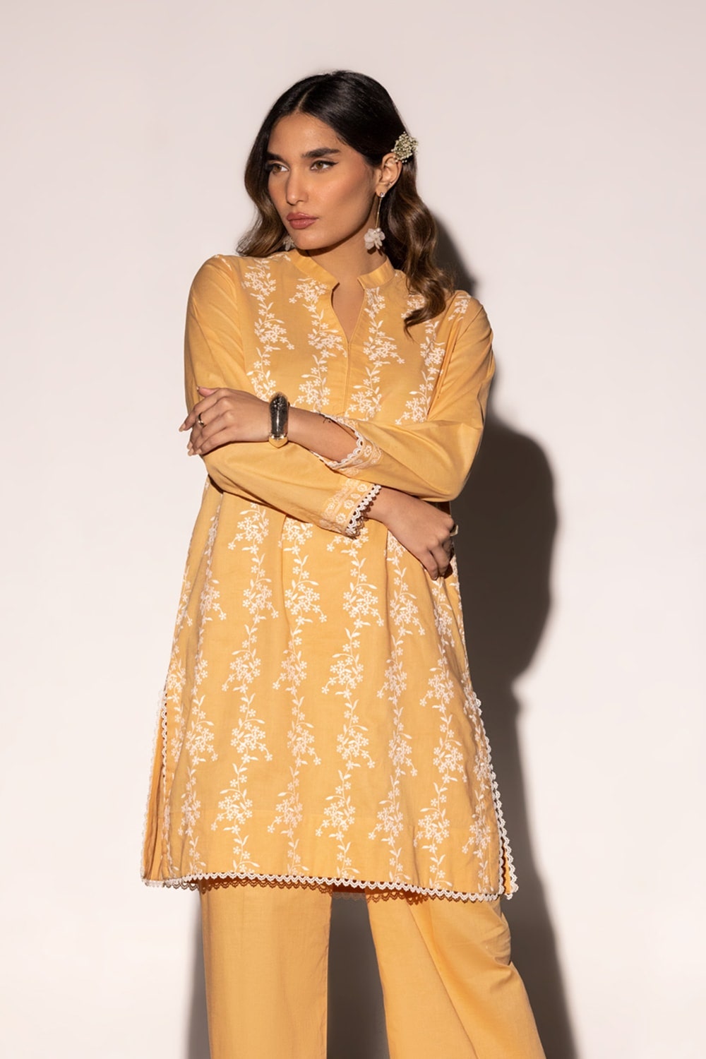 Cambric Embroidered Co-Ord Set