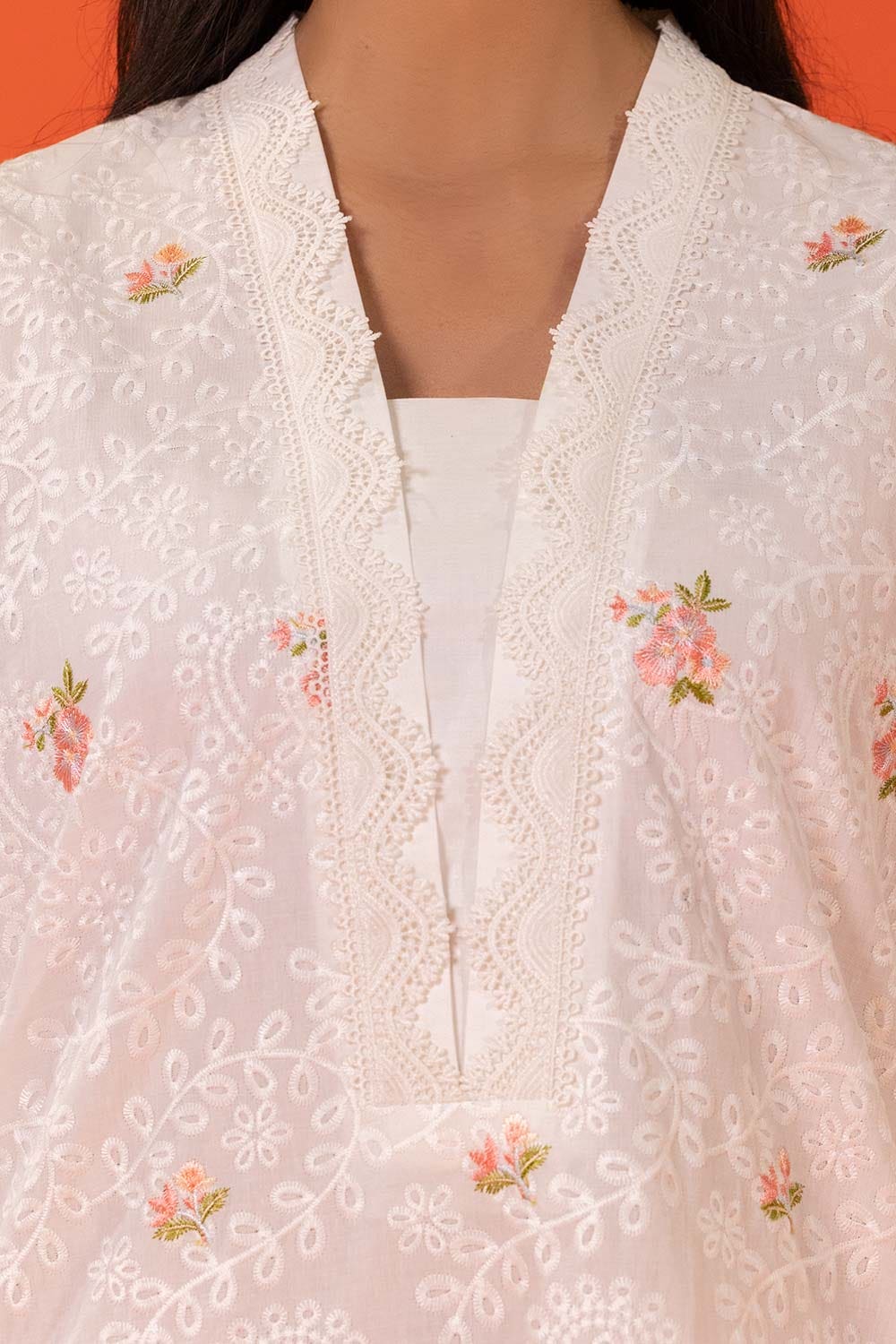 Cambric Embroidered Shirt And Embroidered Trouser KST-43092