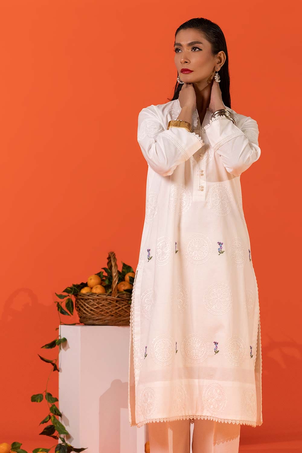 Cambric Embroidered Co-Ord Set KST-43093