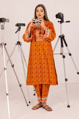 Cambric Printed and Embroidered Co-Ord Set KST-43147