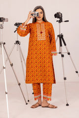 Cambric Printed and Embroidered Co-Ord Set KST-43147