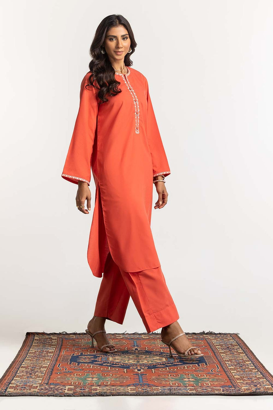 Blended Embroidered Shirt And Dyed Trouser