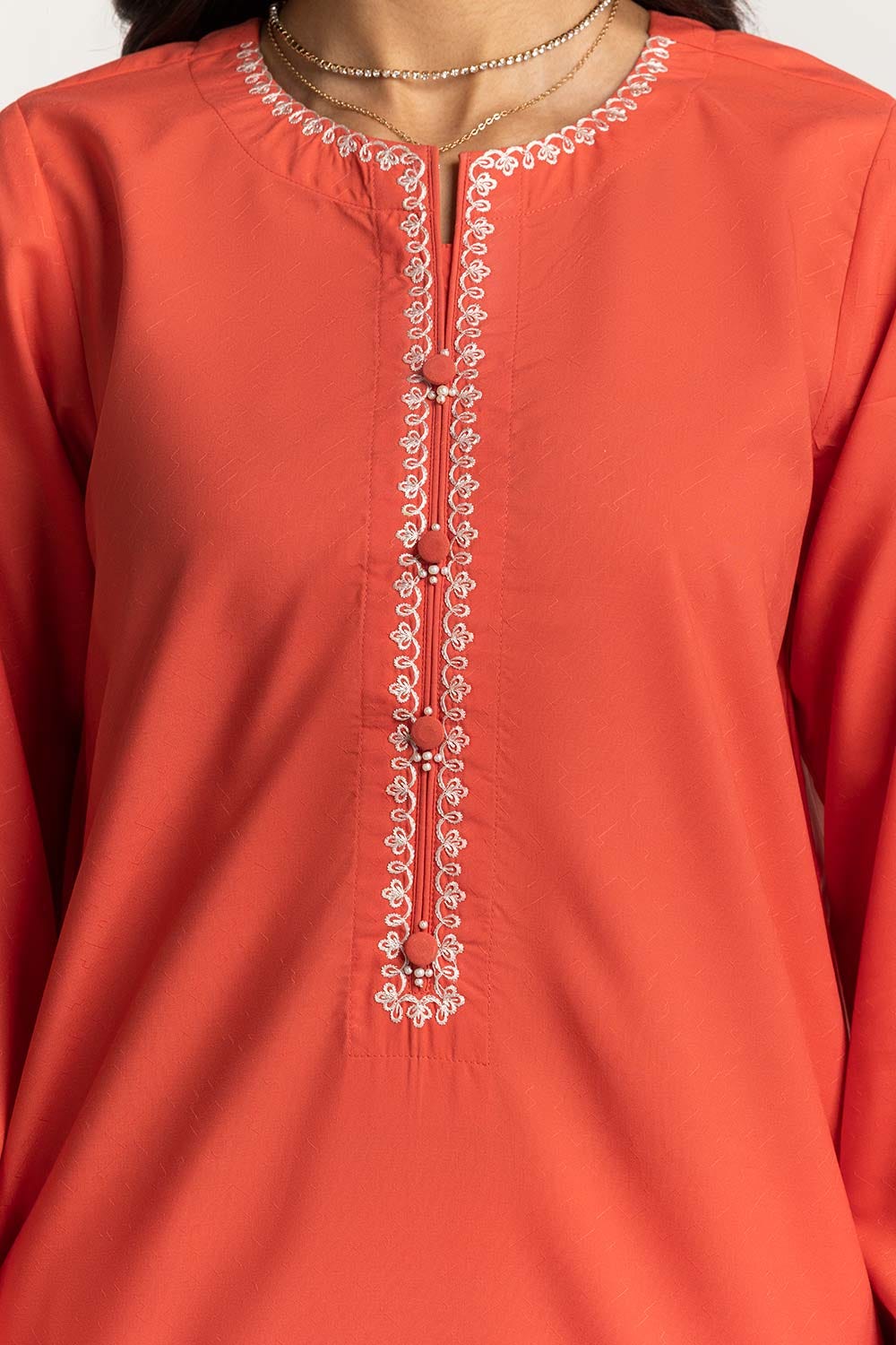 Blended Embroidered Shirt And Dyed Trouser KST-43162