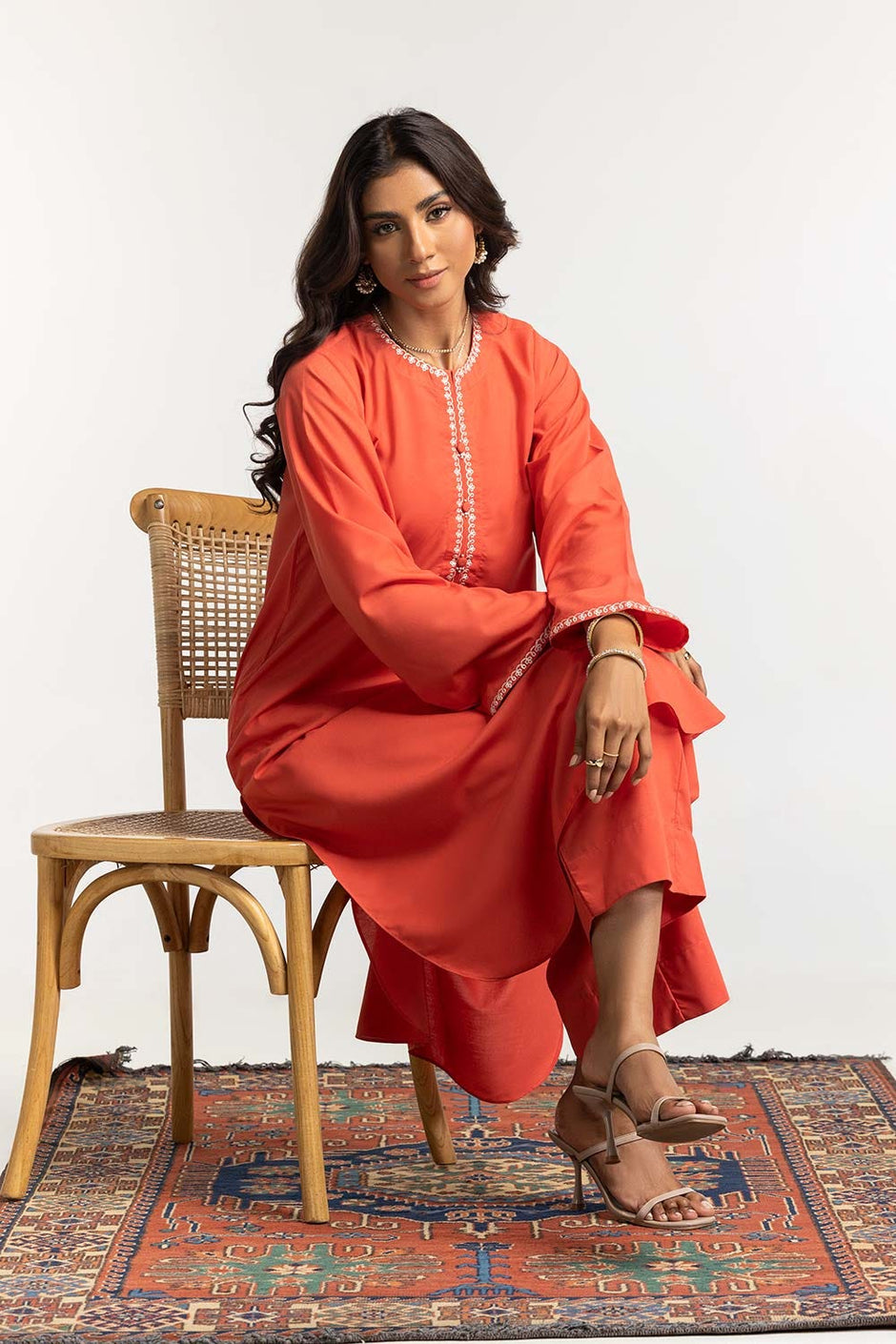 Blended Embroidered Shirt And Dyed Trouser