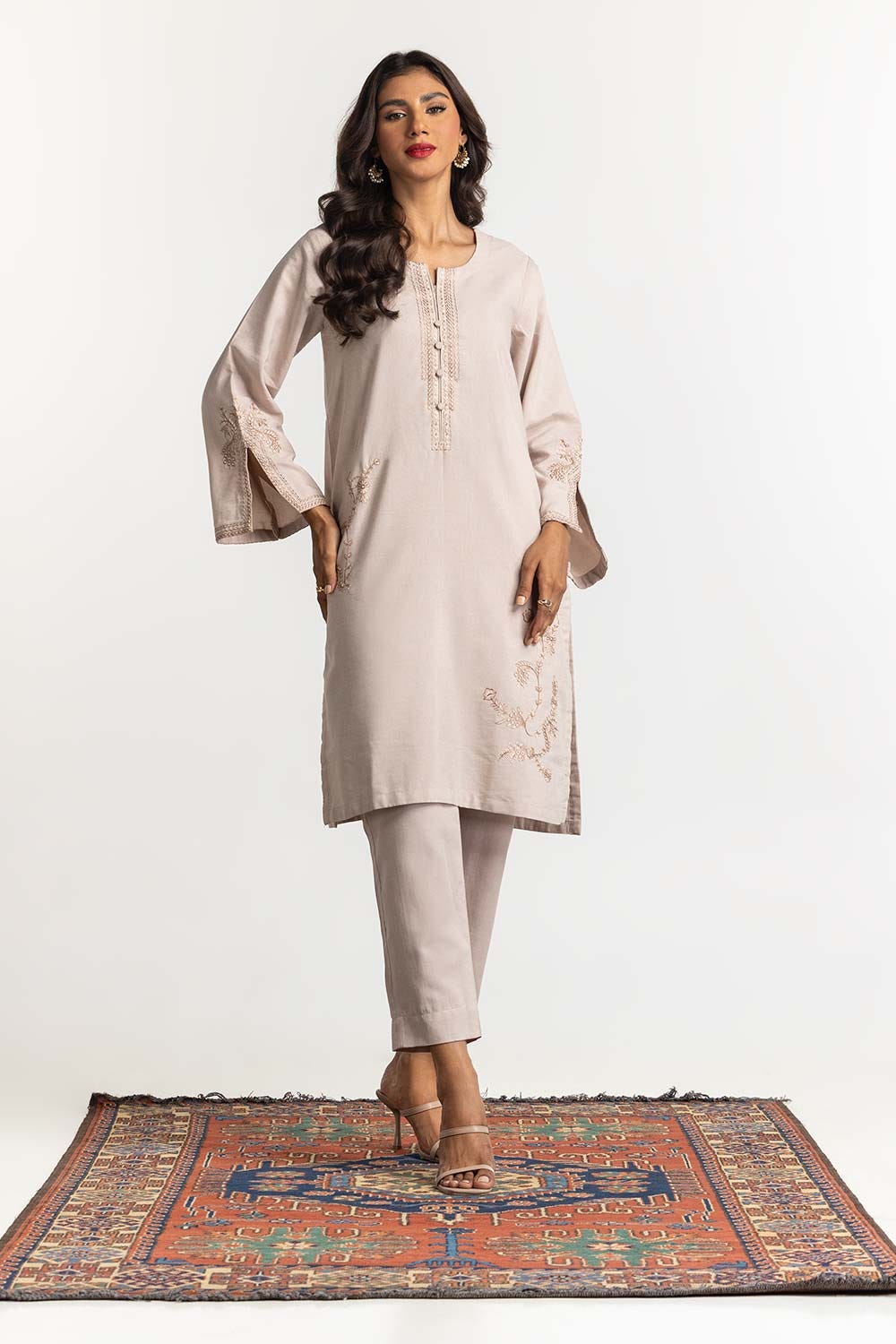 Yarn Dyed Embroidered Shirt And Dyed Trouser