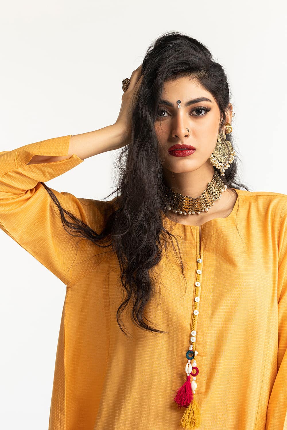 Dobby Dyed Embellished Shirt And Trouser KST-43319