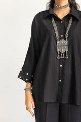 Dobby Dyed Embellished Shirt And Trouser KST-43325