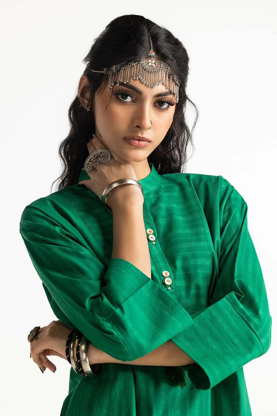 Dobby Dyed Embellished Shirt And Trouser