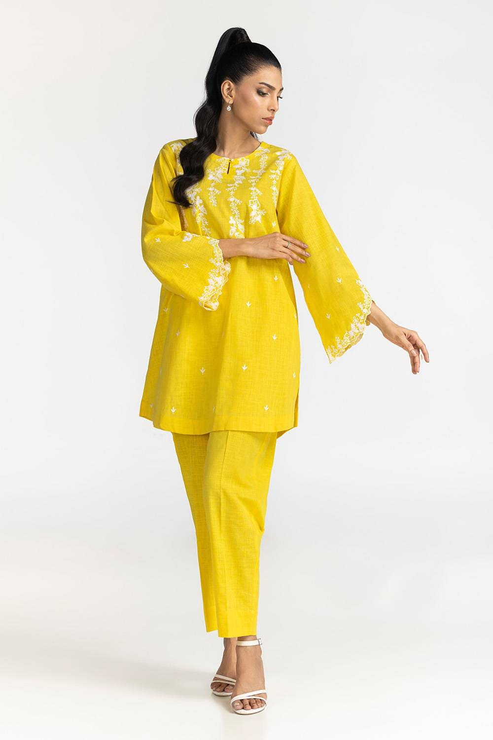 Cotton Slub Embroidered Co-Ord Set