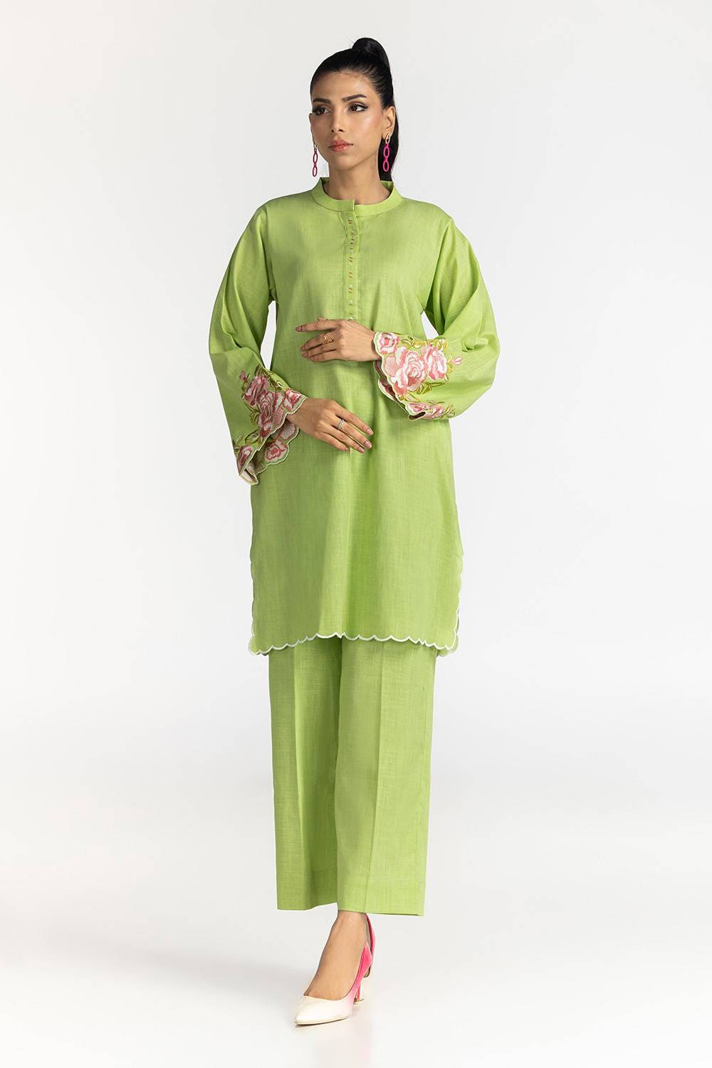 Cotton Slub Embroidered Co-Ord Set KST-43338