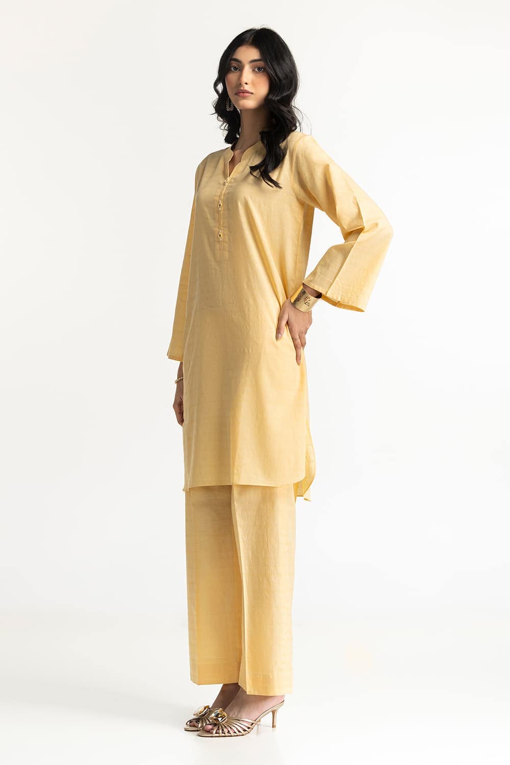Lurex Jacquard Embellished Shirt And Trouser KST-43385