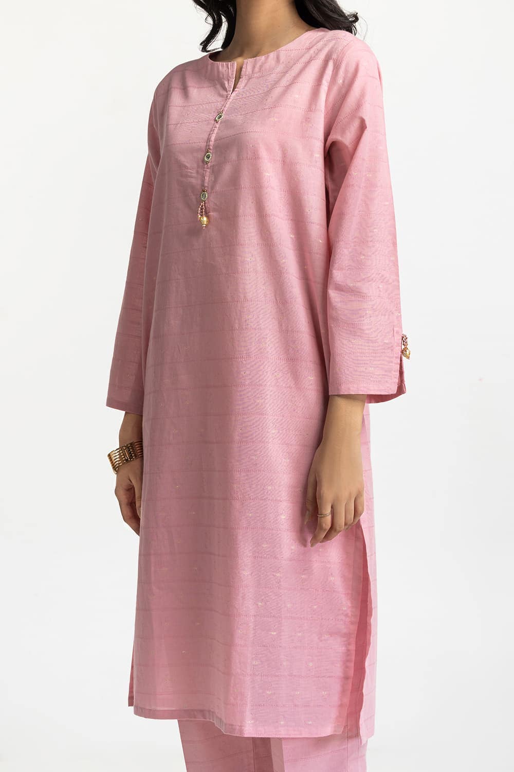Lurex Jacquard Embellished Shirt And Trouser KST-43386