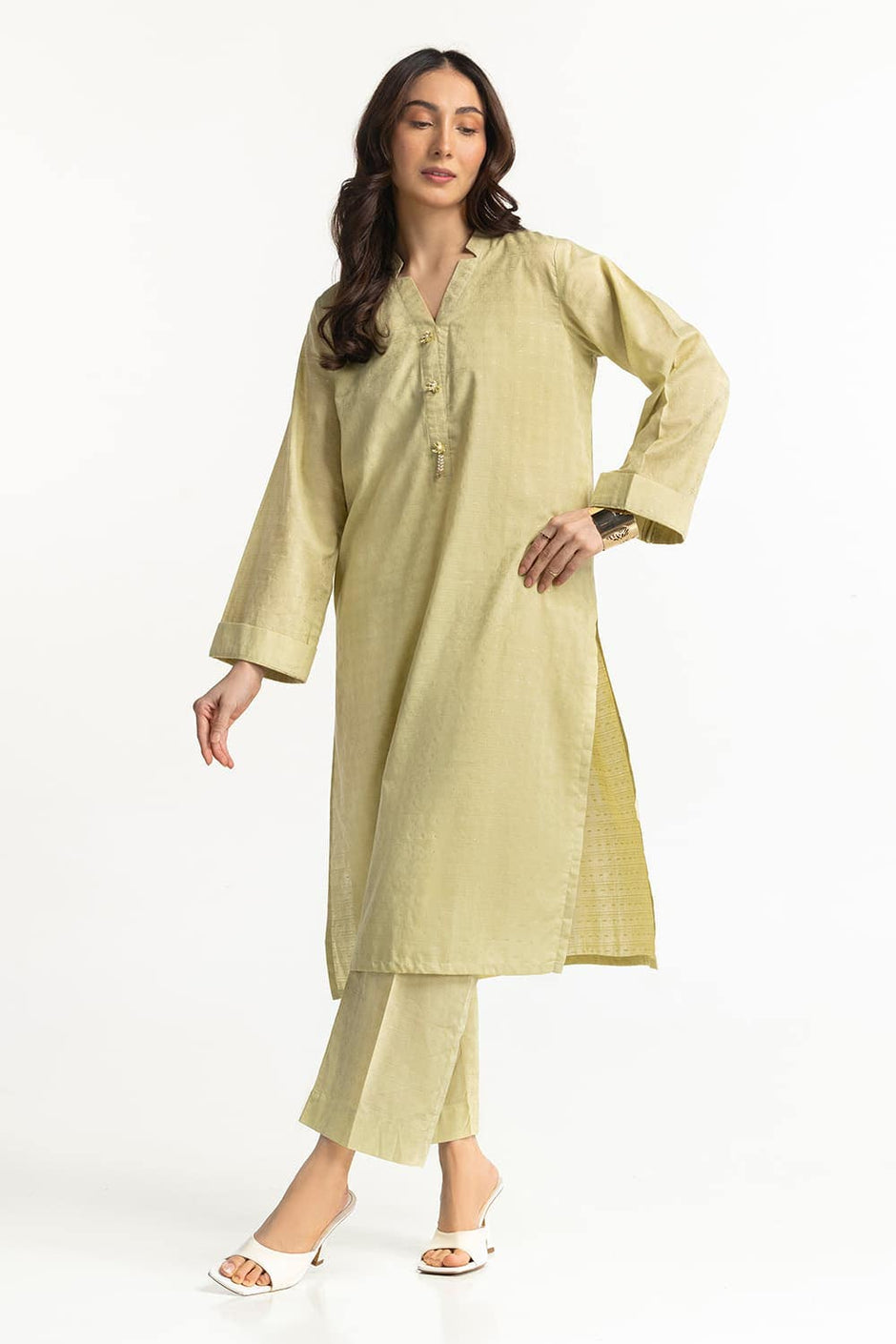Lurex Jacquard Embellished Shirt And Trouser