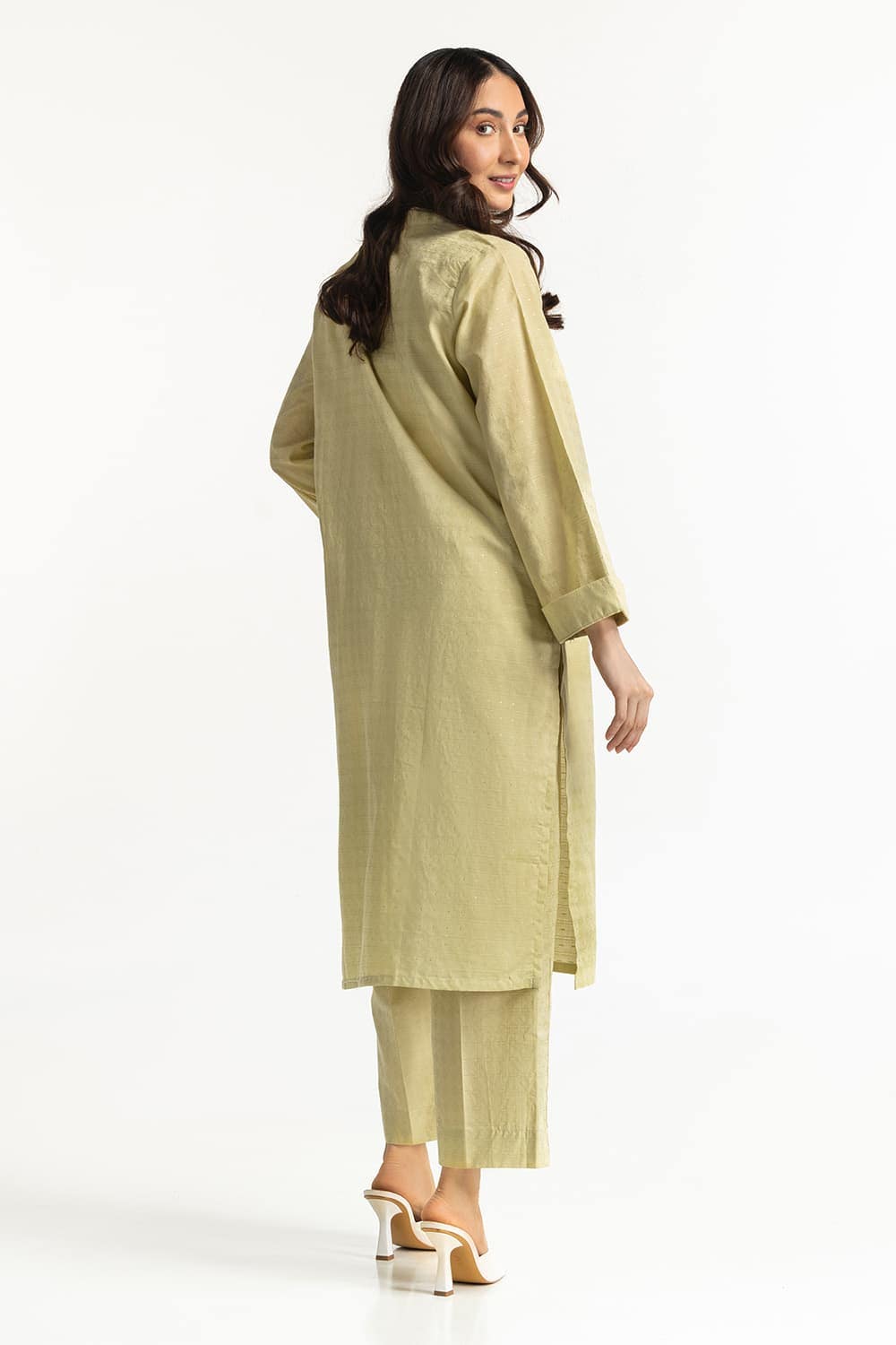 Lurex Jacquard Embellished Shirt And Trouser KST-43387